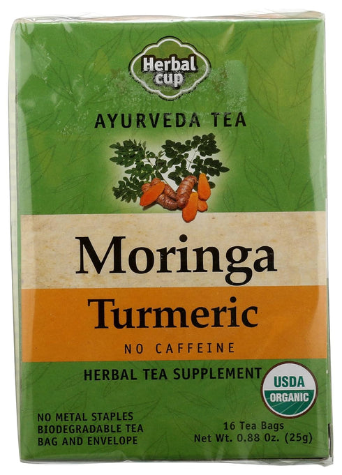 Herbal Cup Ayurveda Moringa Tea, Organic Turmeric, No Caffeine Herbal Teas (16