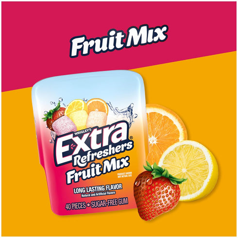 40 (Pack 6) EXTRA Gum Refreshers Fruit Mix Sugar-Free Chewing Gum Bulk, Piece Bottle