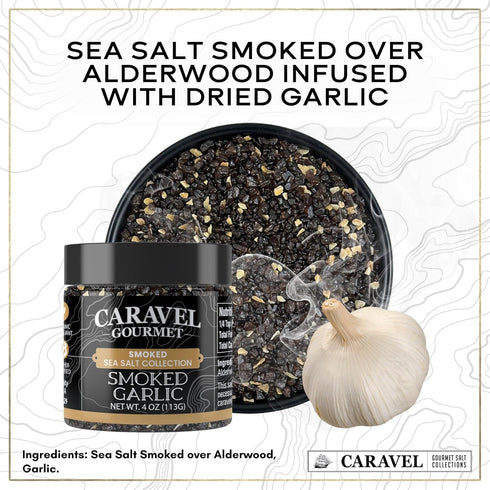 3-Pack 4 oz Pinch Garlic Sea Salt Gift Bundle - Herb, Pepper, & Smoked Garlic Salt Seasoning for Finishing & Cooking