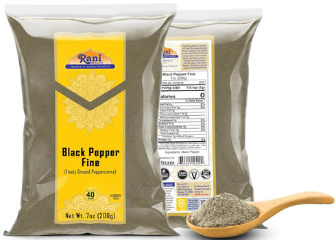 Rani Black Pepper Fine Powder 80 Mesh 7oz (200g) - All Natural, Vegan, Gluten Friendly, Non-GMO