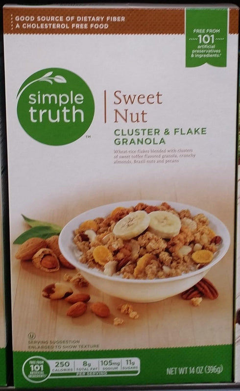 SIMPLE TRUTH Sweet Nut Cluster & Flake Granola 14 oz (Pack of 3)