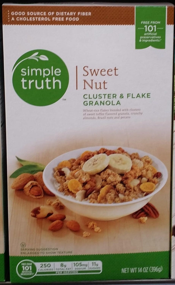 SIMPLE TRUTH Sweet Nut Cluster & Flake Granola 14 oz (Pack of 3)