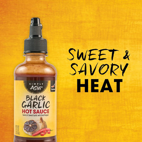 8 oz Simply Asia Hot Sauce, Black Garlic, Sweet and Savory Heat Made with Red Pepper and Black Garlic for Noodles