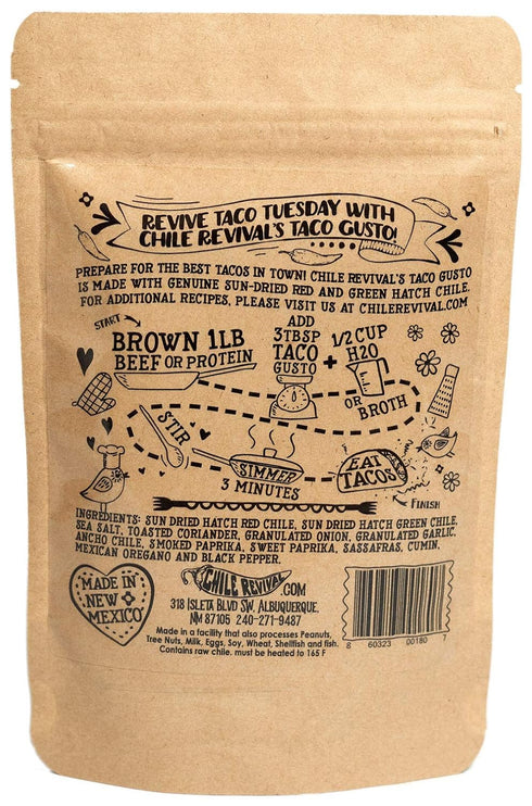 Chile Revival Taco Gusto Hatch Chile Premium Seasoning, Large Bag (3.5oz)