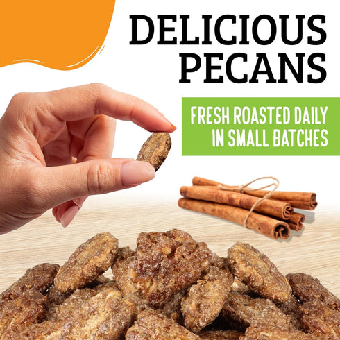 2 lb Almond Brothers Cinnamon Roasted Pecans - Bag - Hand Crafted Cinnamon Candied Pecans - Gluten-Free, Non-GMO