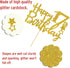 Gold Glitter Happy 17th Birthday Cake Topper - 17 Cake Topper for 17th Birthday Party Decorations