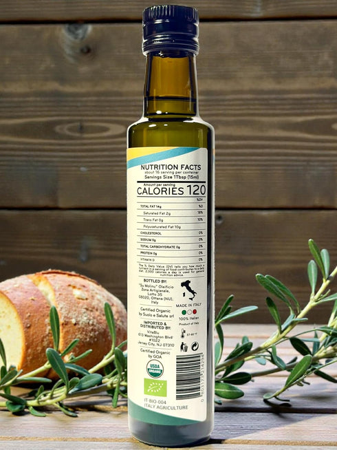 VitaBlu 250ml 771 24/25 Mediterranean Sardinian Organic Extra Virgin Olive Oil High Polyphenols mg/kg New Harvest