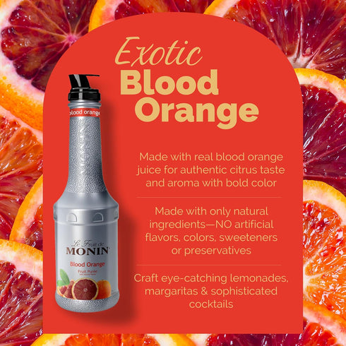 (1 Monin - Blood Orange Pure, Tart, Juicy Citrus Taste, Great for Lemonades, Cocktails, and Culinary Creations, Vegan