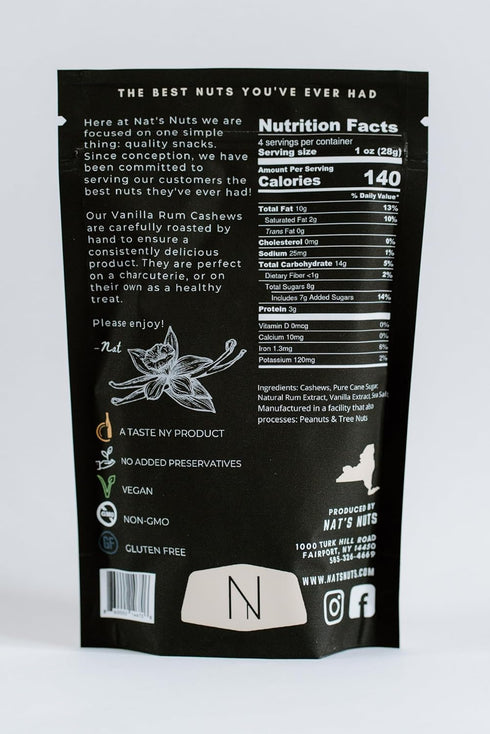 Nat's Nuts 4 Oz (Pack 2) Vanilla Rum Cashews