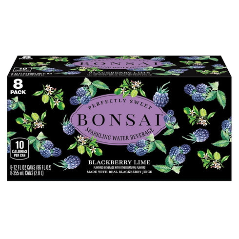 Bonsai 12 oz 8 pack Blackberry Lime Sweetened Sparkling Water, fl cans