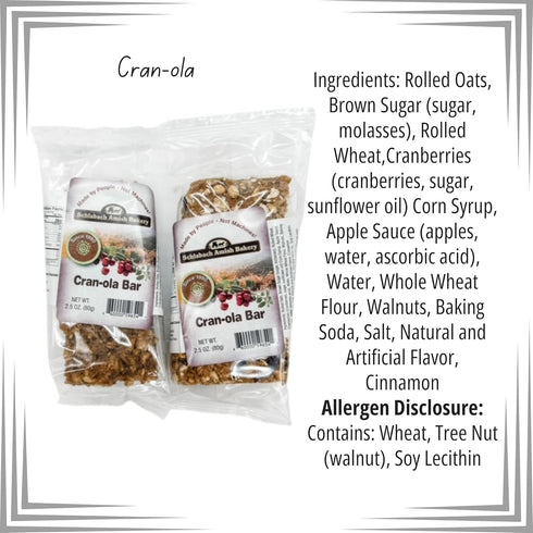 Smalltown Home Pack 12/2.8 oz. Schlabach Amish Bakery Soft & Chewy Granola Bars, Case of Bars (Cran-ola and Blueberry)