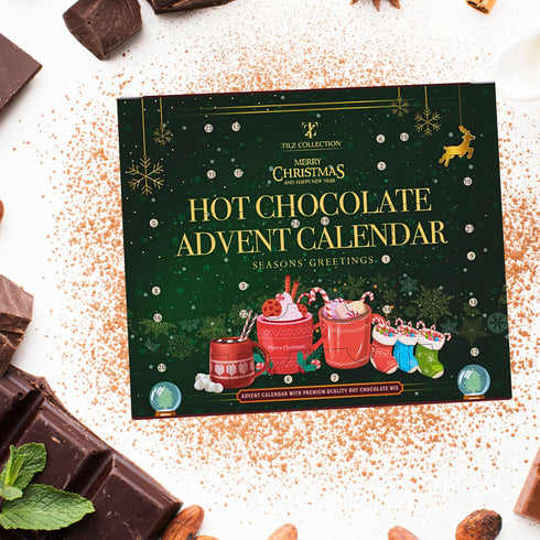 2025 24 Set Hot Chocolate Advent Calendar - Gourmet Luxury Hot Chocolate Selection Variety Flavours - Food Advent