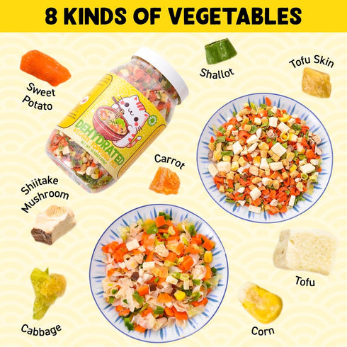 Egcina 100% 10.58oz Ramen Toppings Mix Dehydrated Vegetables - Freeze-Dried Tofu & Vegetables, Natural Vegetable