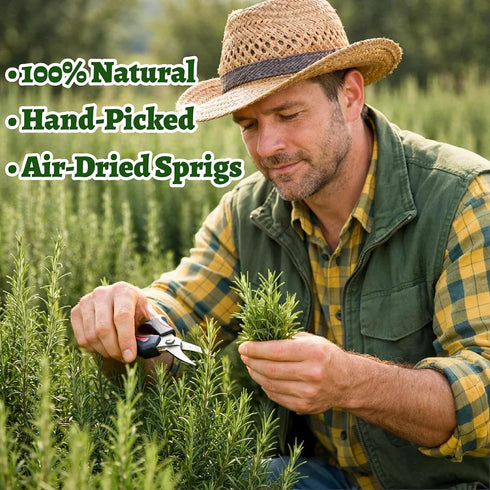 3035PCS 2.5oz 7" Dried Whole Rosemary Sprigs, Natural Spices in Clear-Window Tin, Air-Dried Rosemary for Cooking