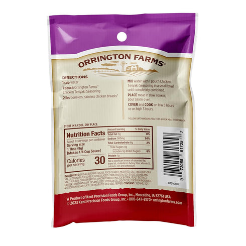 2.5 (Pack 12) Orrington Farms Chicken Slow Cooker Mix, Teriyaki, Ounce