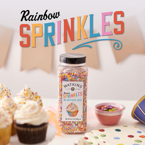 24.7oz Watkins Rainbow Decorating Sprinkles, No Artificial Dyes, Perfect for Ice Cream and More