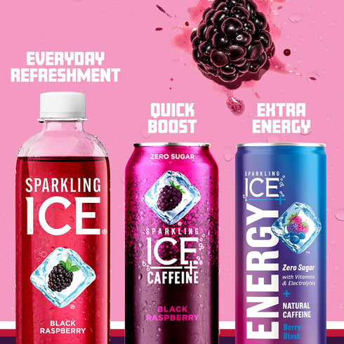 Pack, 17 oz, 12 count Sparkling Ice Purple Variety Flavored Water, Zero Sugar, with Vitamins and Antioxidants, fl
