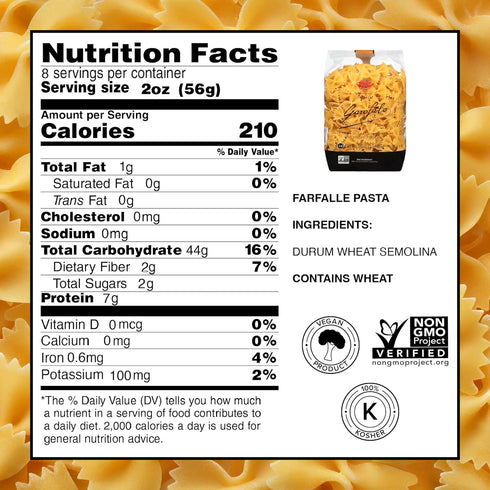 (4 pack) Garofalo - Premium Durum Wheat Semolina Farfalle Pasta, Italian Made, Bronze-Drawn, Al-Dente, One-Ingredient