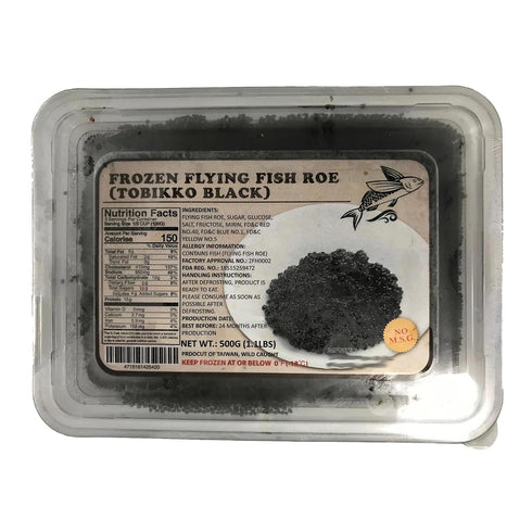 1 Hand-Packed, (50g Premium Grade Black Tobiko Flying Fish Roe Wild-Caught in Taiwan, Crisp Pop Texture for Sushi
