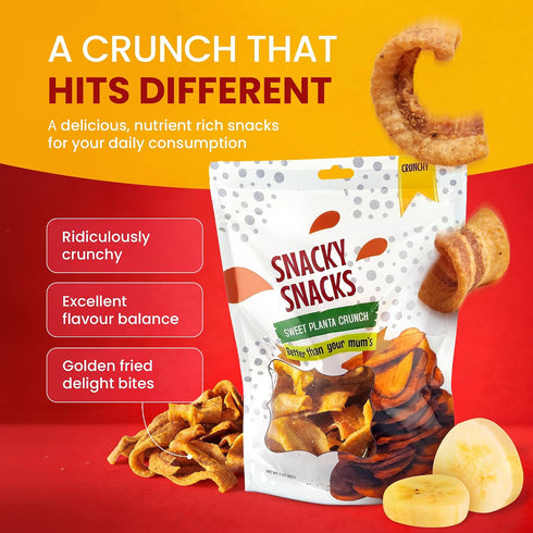 (8 Pack, Snacky Snacks - Sweet Planta Crunch, Naturally Ripe Sweet Plantain Chips Mini Snacks, Crispy Tropical Chips