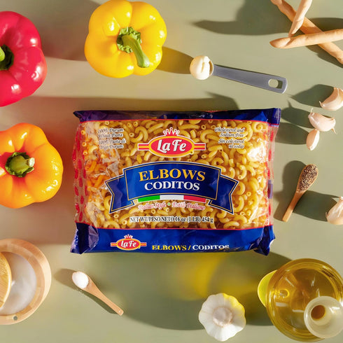 Elbow 16oz 3 Pack Elbows La Fe Macaroni Pasta - - Unenriched Semolina Wheat Pasta Italian - Cholesterol & Sodium Free
