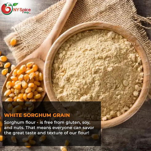 5 NY Spice Shop Sorghum Flour - Pound Whole Grain Flour - Juwar Sorghums Stone Ground - Maida Atta for Cooking, Baking