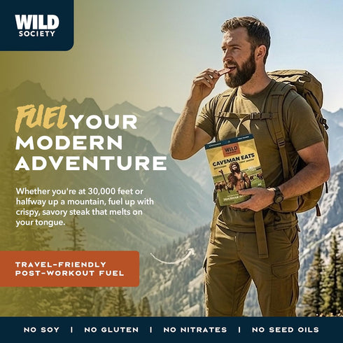 95g 2 (5oz) Wild Society - Caveman Eats - Grass Fed Ribeye Steak Slices - Protein - Only Steak & Salt - Ingredients