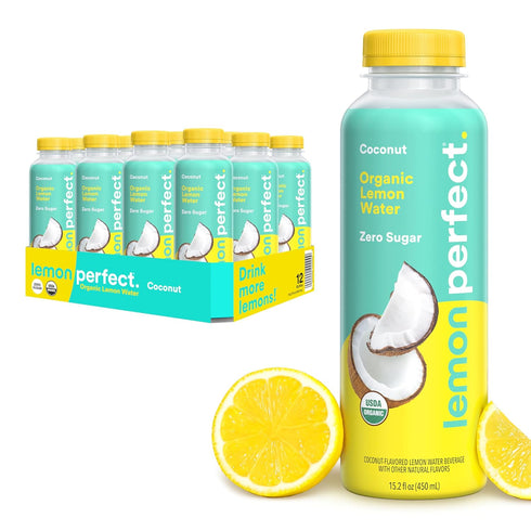 Lemon Perfect Coconut, Hydrating Flavored Lemon Water, Zero Sugar, Delicious and Refreshing,