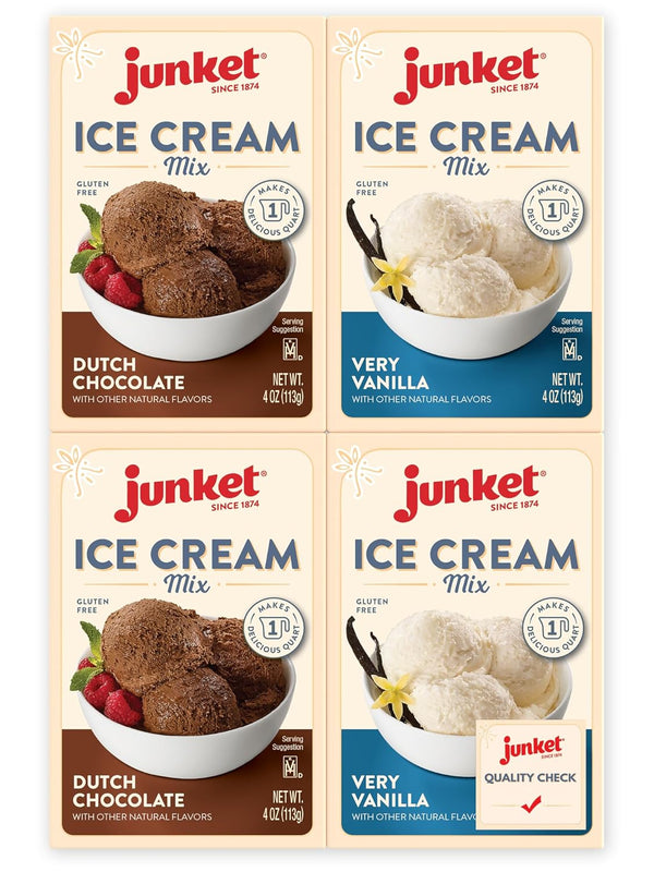 Junket Ice Cream Mix Bundle - 2 Vanilla and 2 Chocolate (4