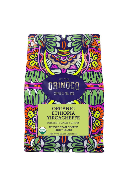 Orinoco Coffee and Tea Orinoco Organic Ethiopian Yirgacheffe 2.5lb bag, Light Roast, Whole Bean Coffee, 100%