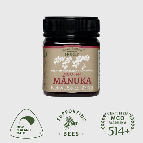514+ 8.8 oz Mason Brothers Raw Manuka Honey MGO Premium Certified Monofloral New Zealand Manuka Honey, Traceable