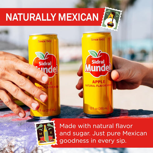 (12 oz, 355ml) 24 0g 120 Sidral Mundet - Mexican Soda Soft Drinks, Apple Cans - Caffeine Free, Gluten Free - Real Cane