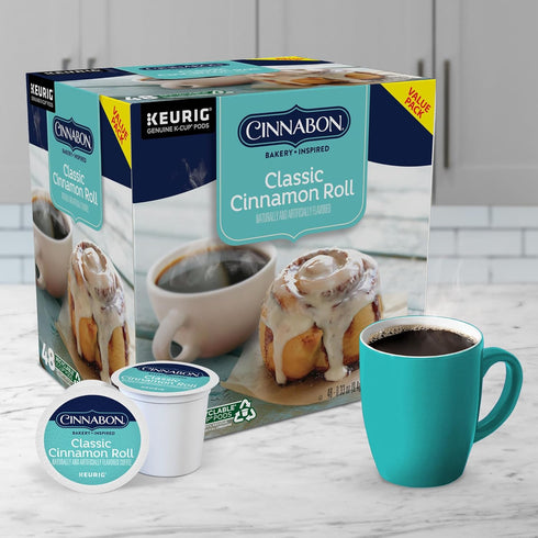 CINNABON 48 Count Classic Cinnamon Roll Keurig Single-Serve K-Cup Pods, Light Roast Coffee