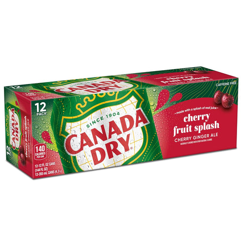 12oz, Pack 12 Canada Dry Cherry Gingerale Fruit Splash