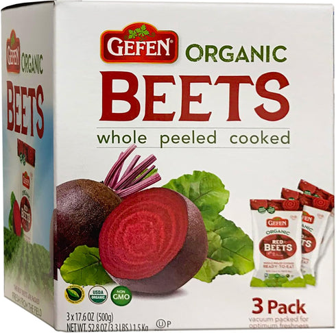 Organic Red Beets, Whole, Peeled & Cooked, 3 pack 17.6 oz (3.3