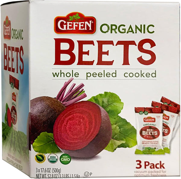 Organic Red Beets, Whole, Peeled & Cooked, 3 pack 17.6 oz (3.3