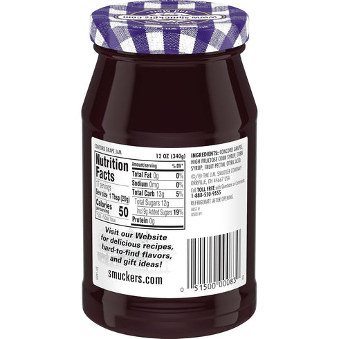 12 (Pack 6) Smucker's Concord Grape Jam, Ounces