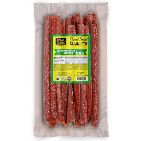 Long John Snacks Dried Salami Sticks - High Protein Smoked Meat Sticks