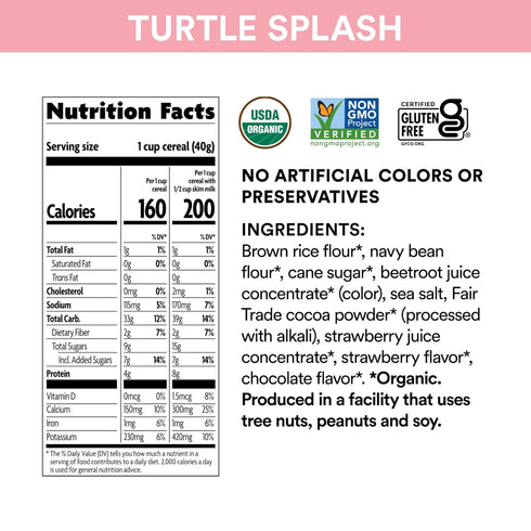 EnviroKidz 10 oz (Pack 1), Organic Turtle Splash Cereal, of Strawberry & Chocolate, Gluten Free, Non-GMO, Fair Trade