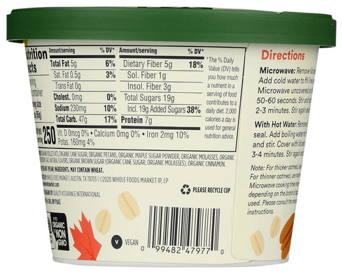 365 2.3 by Whole Foods Market, Organic Instant Oatmeal, Maple & Brown Sugar Pecan, Ounce