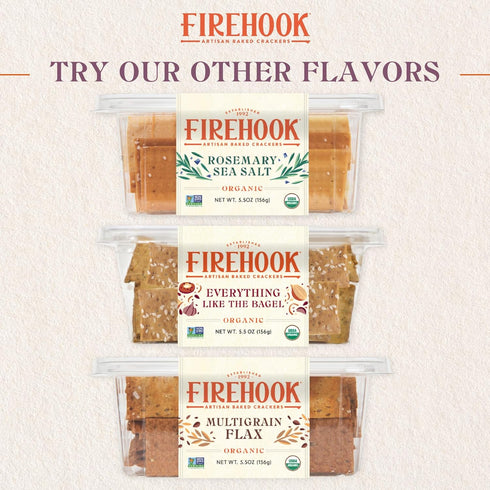 Firehook Garlic Thyme Crackers – Artisan Baked, Crunchy, Organic, Non-GMO, Kosher – 5.5 oz Box