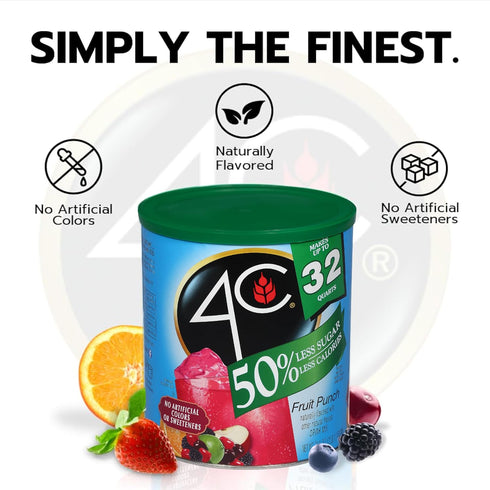 4C 1 Pack, 28 33.1 (Pack 1)) Reduced Sugar Powdered Drink Mix Canisters, Iced Tea Quarts, Family Sized Canister, Thirst