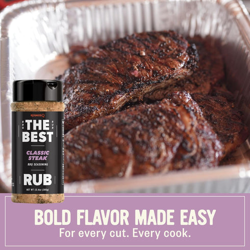 13.4 oz Kosmos Q The Best Classic Steak Seasoning Rub, Garlic Pepper & Paprika BBQ Meat Dry Rub for Prime Rib, Pork