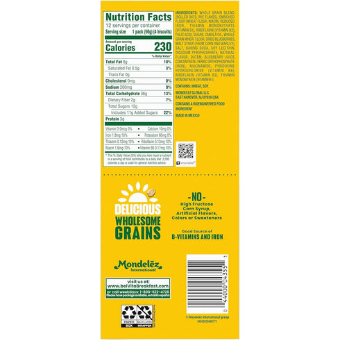 Pack, 12 Packs (4 Pack) belVita Breakfast Bars Biscuits, Blueberry, Value Biscuits Per