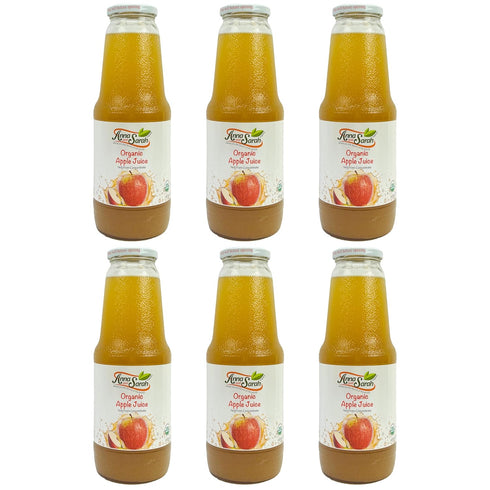 Anna and Sarah 33.8 Oz Organic Apple Juice - Glass Bottle (6