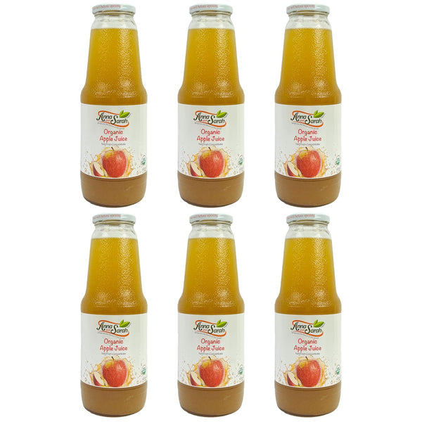 Anna and Sarah 33.8 Oz Organic Apple Juice - Glass Bottle (6