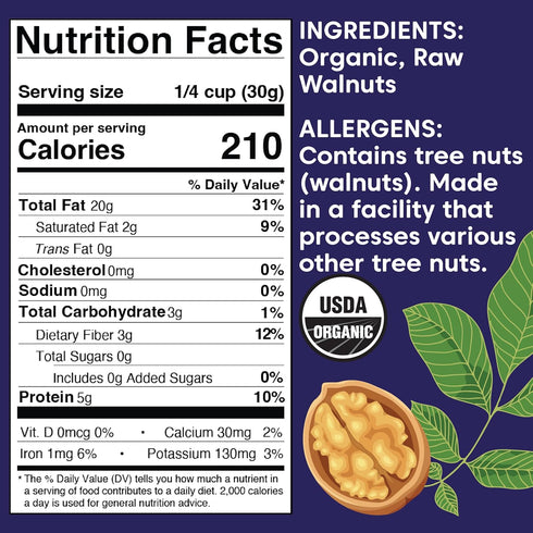 (32 2 Wilderness Poets California Walnuts - Organic, Raw, Chandler Heirloom Variety - Golden, Blonde Halves, Bulk Size