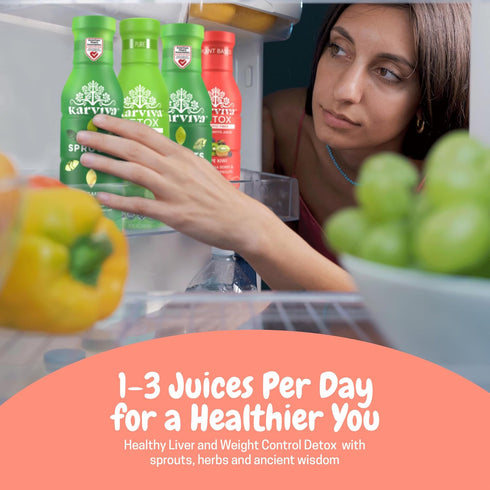 (6 12 oz Karviva Organic Juice Cleanse for Sugar Detox & Weight Control - Ancient Eastern Remedies for Healthy
