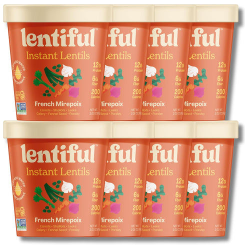 Lentiful French Mirepoix - 8 Pack Herb & Vegetable Instant Lentil Cups |