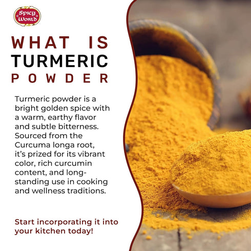 Spicy World 5 LB Turmeric Powder Jar Gluten Free, Bulk Turmeric with Curcumin, Ground Haldi Spice for Cooking, Pure